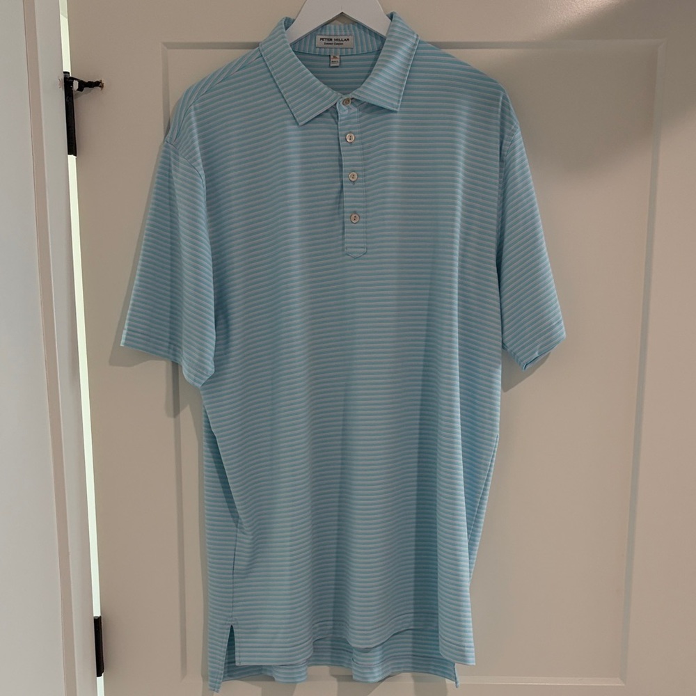 Peter Millar Sky Blue Striped Polo Shirt